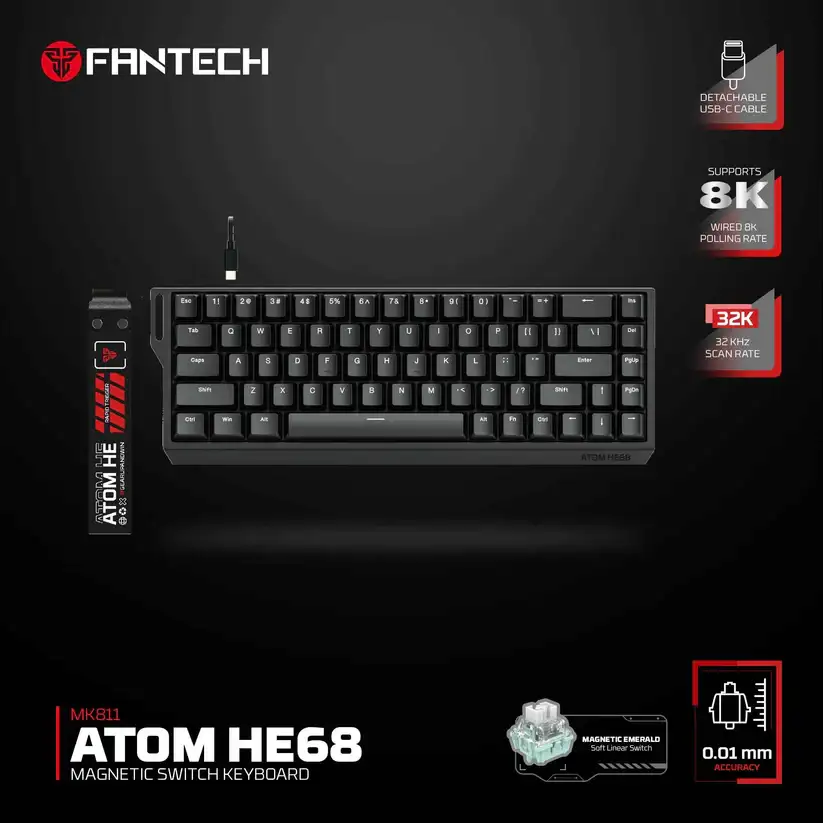 FANTECH KEYBOARD ATOM HE68 MK811 MECHA TYPE-C -BLACK