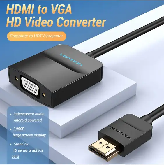 Vention Converter HDMI to VGA 0.15m Female Micro USB & Audio Port Black (42161)