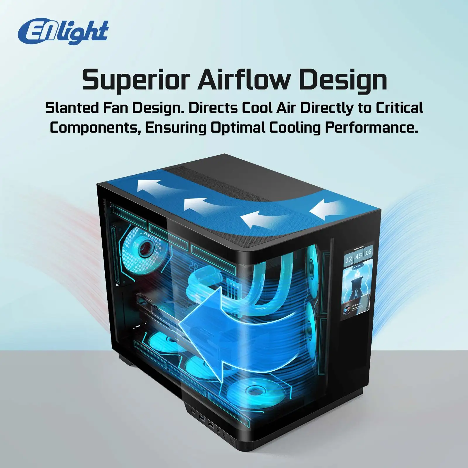 ENLIGHT Z11S LCD Display + 3 Fan Avalone X mATX Curve Temper - Black