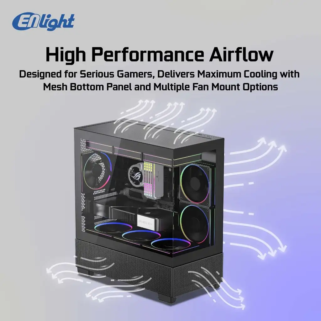 ENLIGHT Z12 + No Fan mATX Seaview Temper - Black
