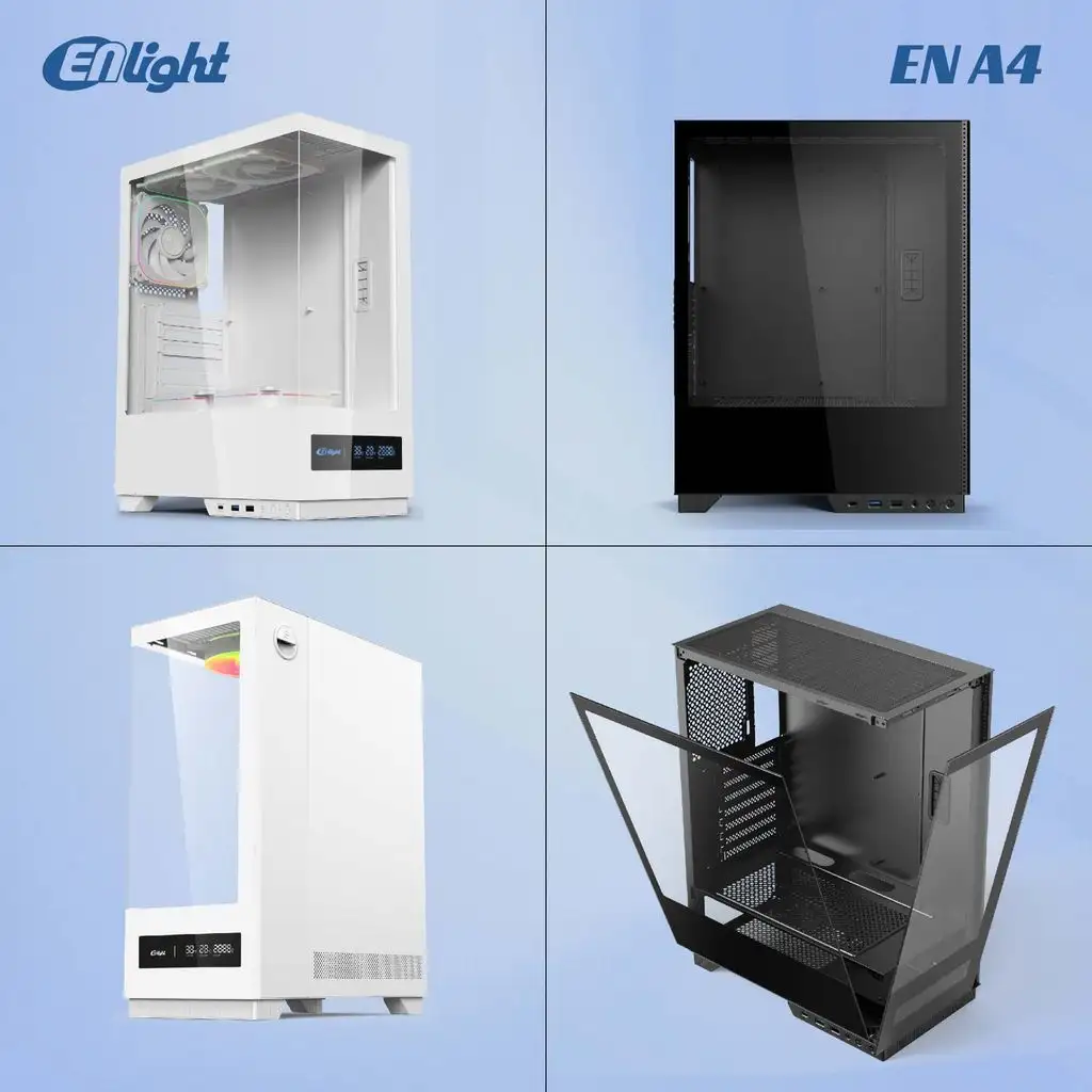 ENLIGHT A4 TEMPER WHITE ATX + Digital Display + 3 Fan Avalon X / Nova (aRGB)