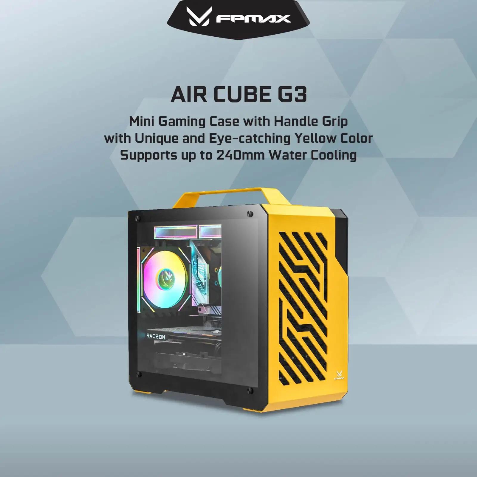 FPMAX Air Cube G3 Yellow Metal + Handle + 1 Fan ARGB