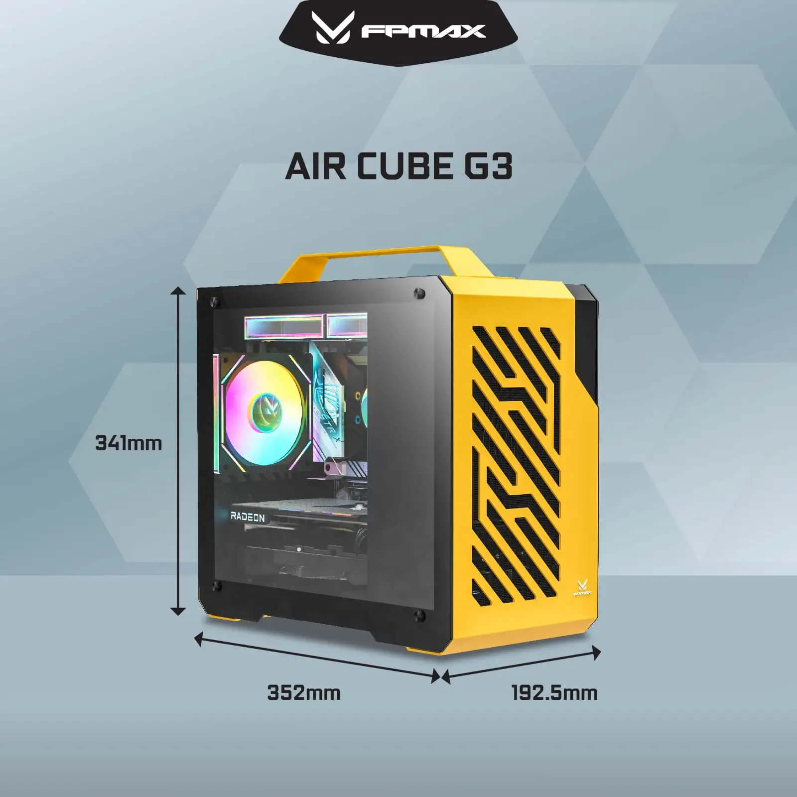 FPMAX Air Cube G3 Yellow Metal + Handle + 1 Fan ARGB