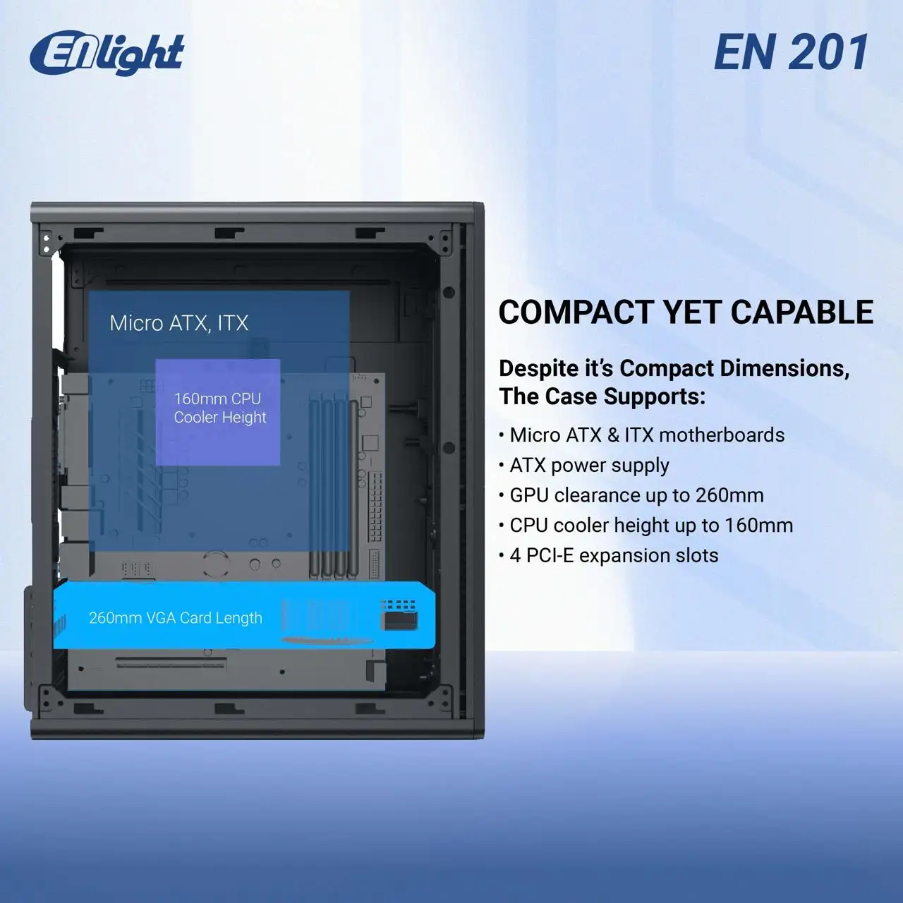 ENLIGHT EN-201 + 300W Black Mid Slim mATX USB3.0