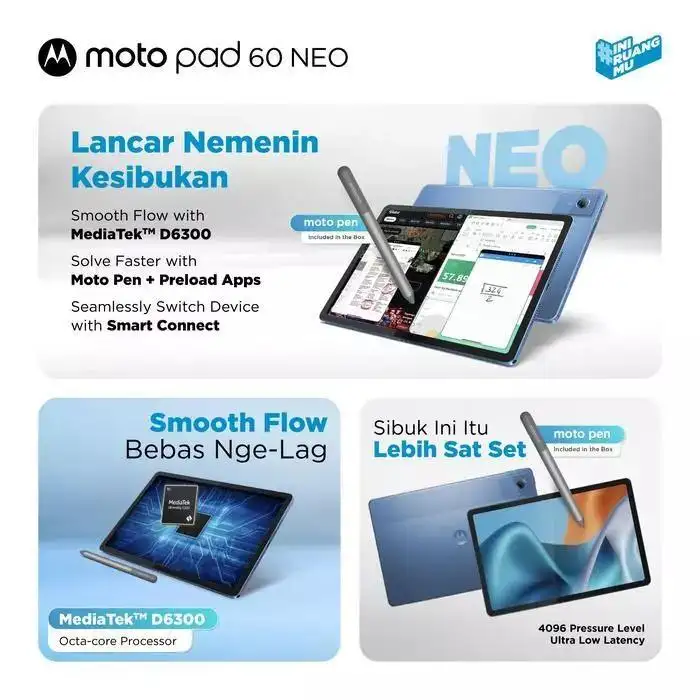 Lenovo Motorola Motopad 60 Neo 8GB 128GB + Pen + Folio Case Polar Blue