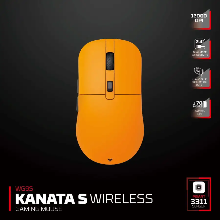 FANTECH KANATA S WG9S WIRELESS 2,4GHZ , WIRED TYPE C , 89gr - YELLOW