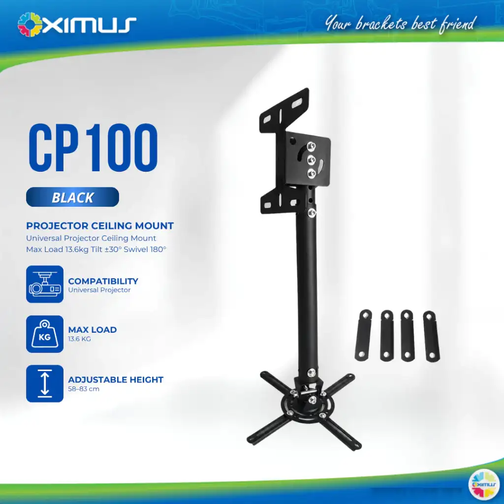 OXIMUS CP100 Braket Ceiling Projector Max 13.6Kg Tilt Swivel Adjustable Height