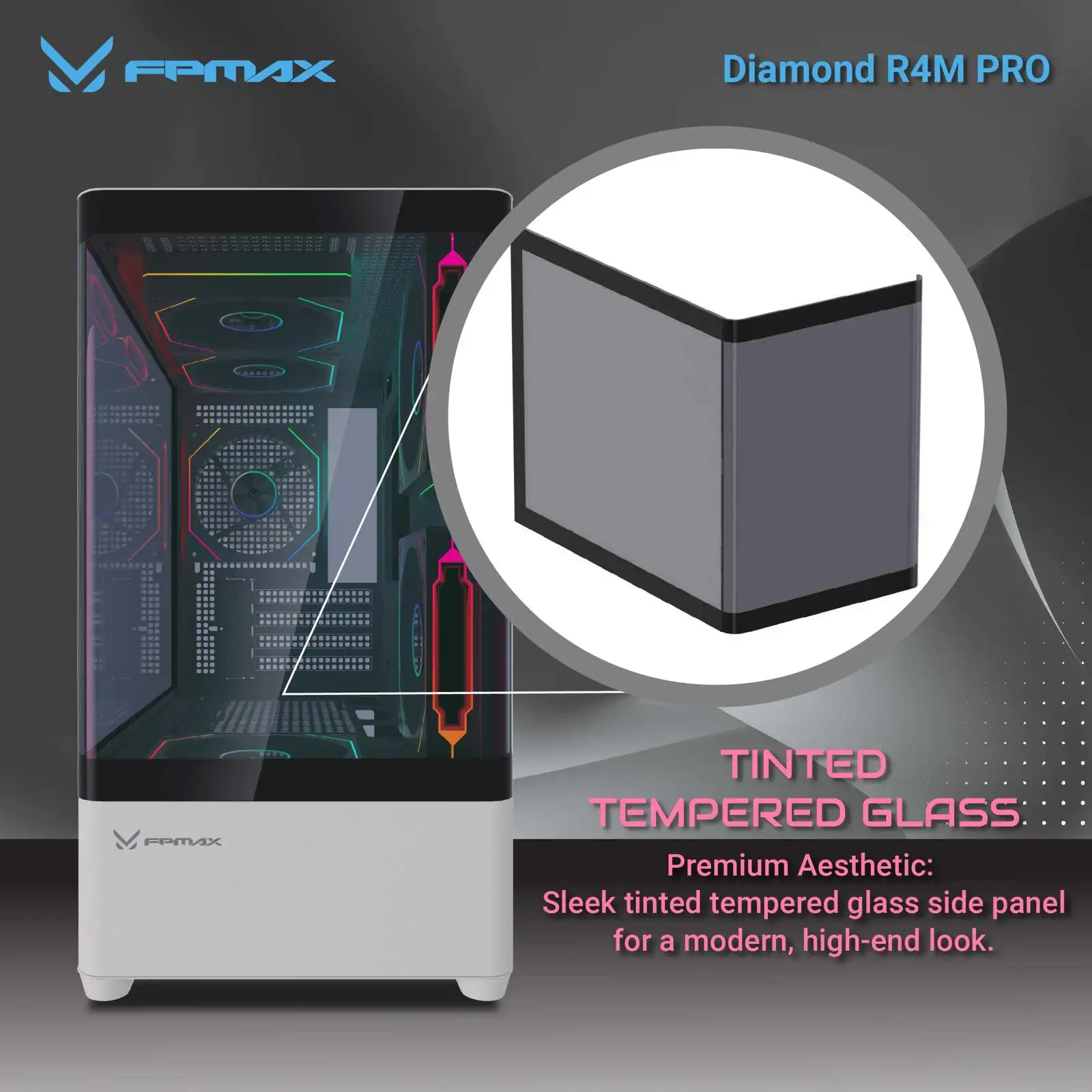 FPMAX Diamond R4M PRO LUMA White + 3 Fan FRGB mATX