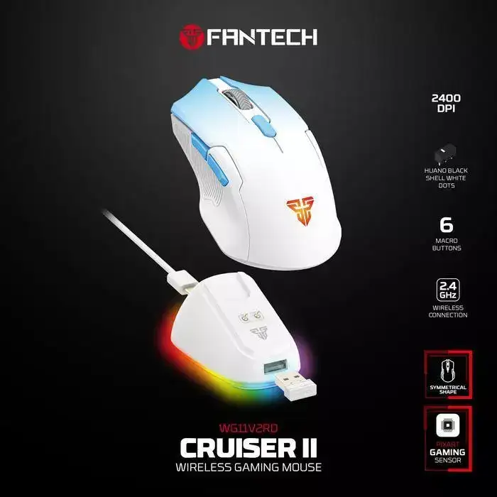 FANTECH CRUISER II WG11V2RD Wireless Mouse with Docking , Macro ,ARGB ( Blue )