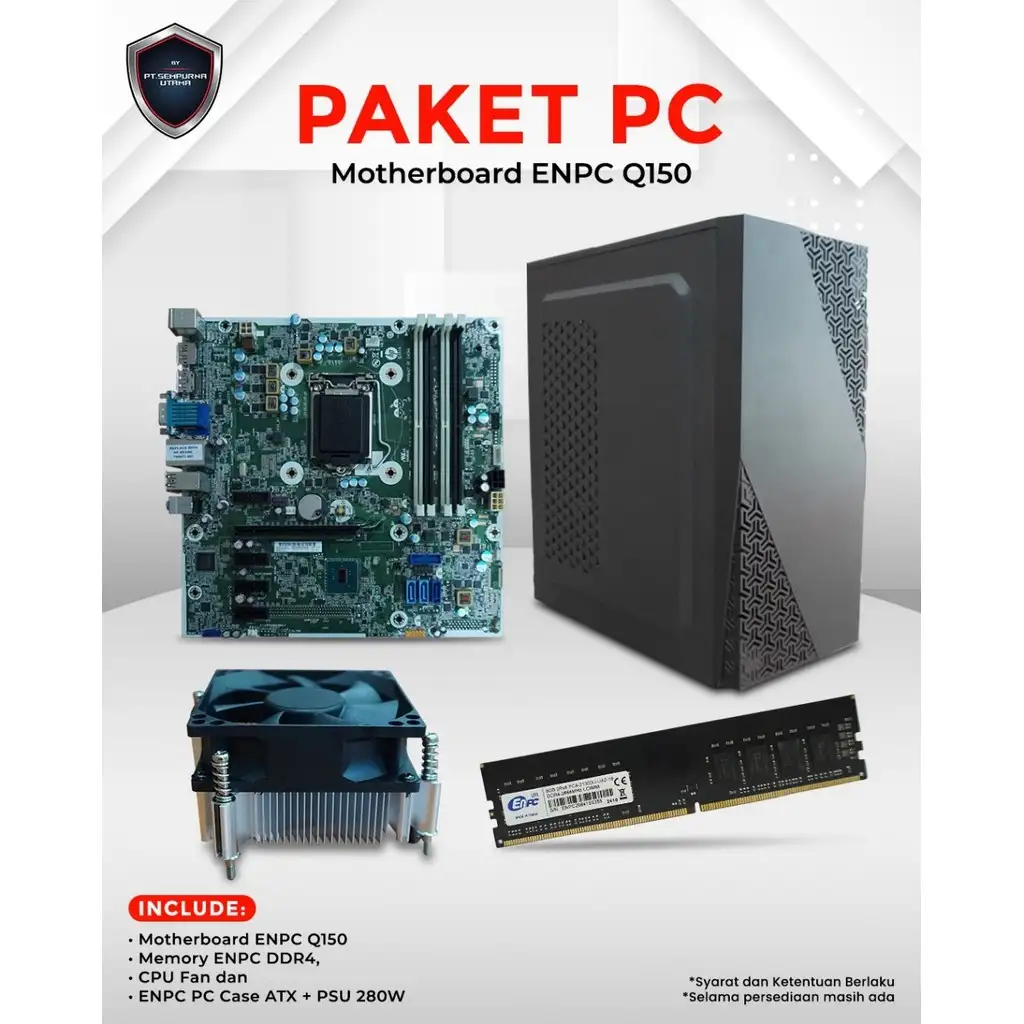 PC BUILD UP ENPC Q150 / Z170 Intel Core i3 6100 DDR4 8GB SSD 256GB + 22ENS 22"