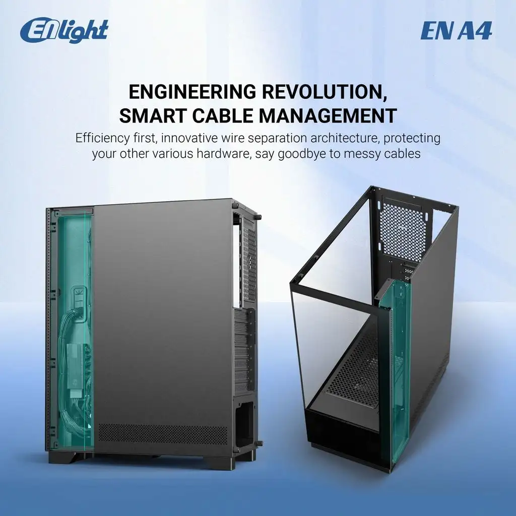 ENLIGHT A4 TEMPER BLACK ATX + Digital Display + 3 Fan F124 (Fix RGB)