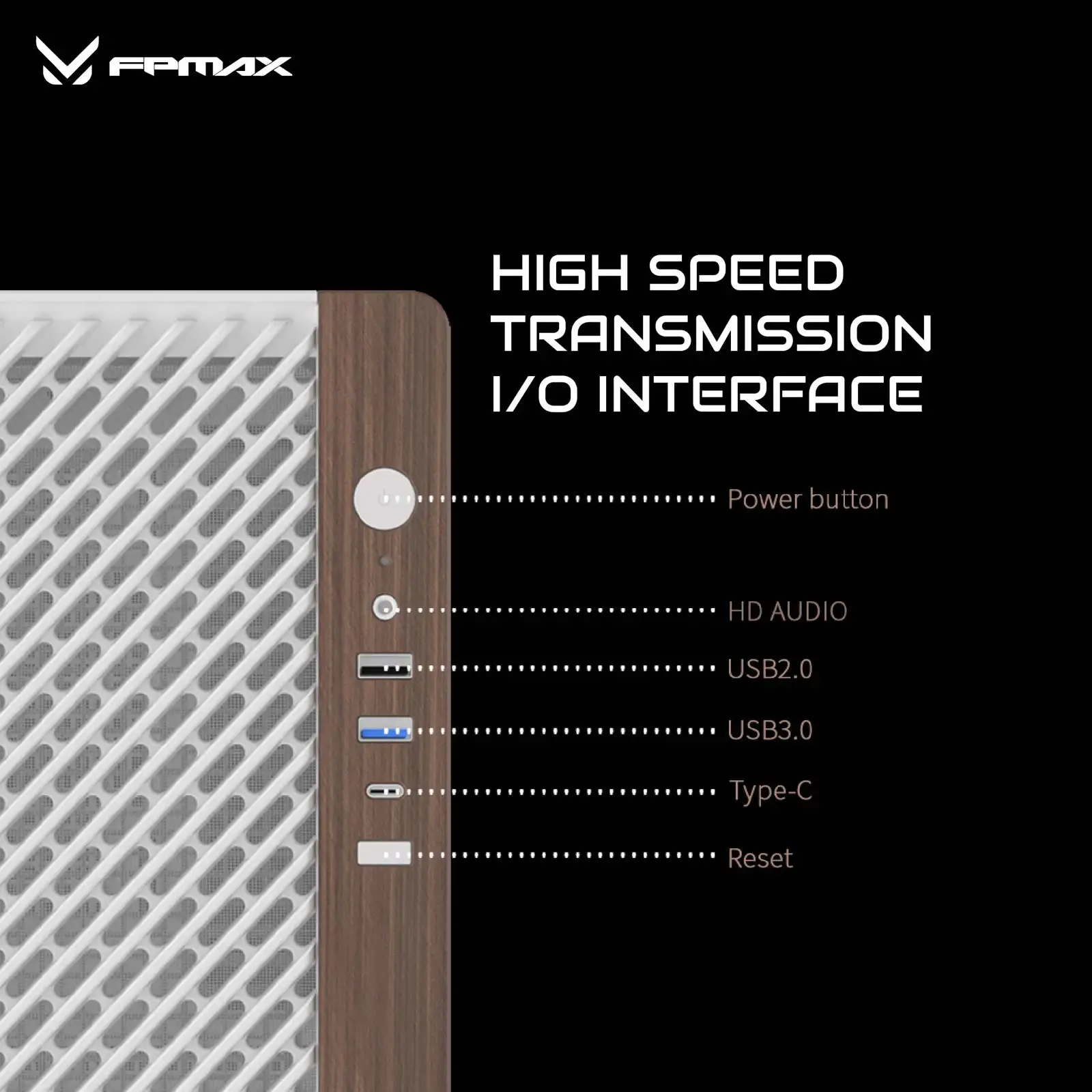 FPMAX Wind Shell G16 USB-C White + Wood + 1 Fan