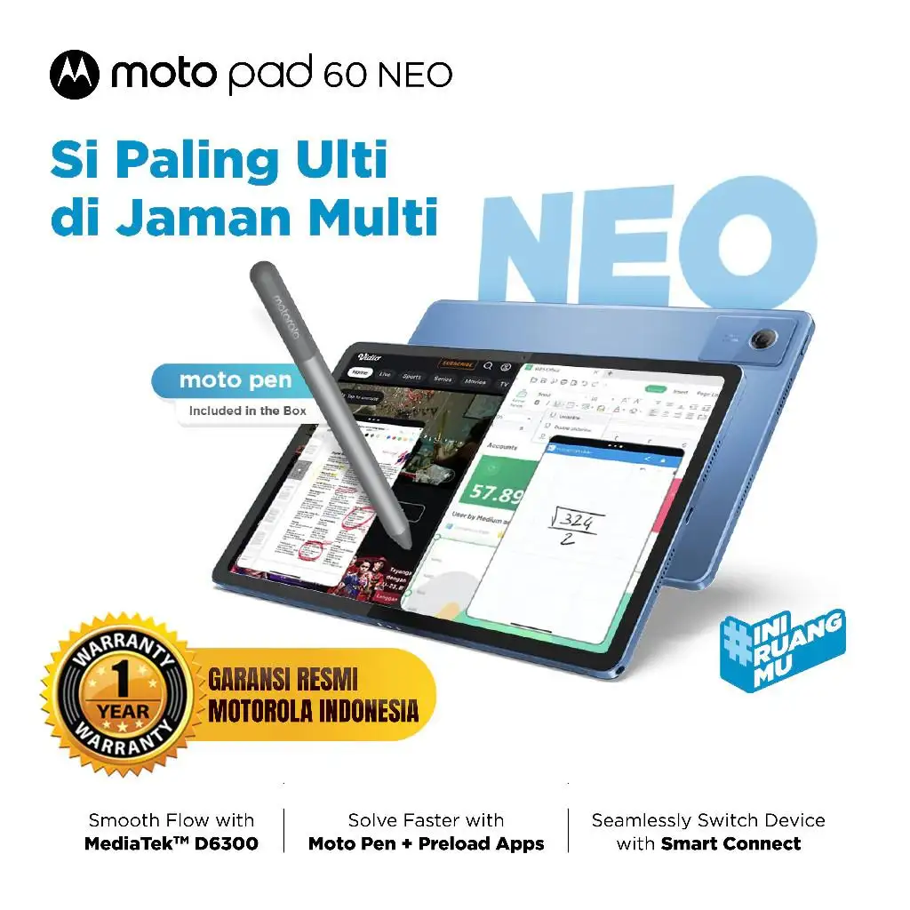 Lenovo Motorola Motopad 60 Neo 8GB 128GB + Pen + Folio Case Polar Blue