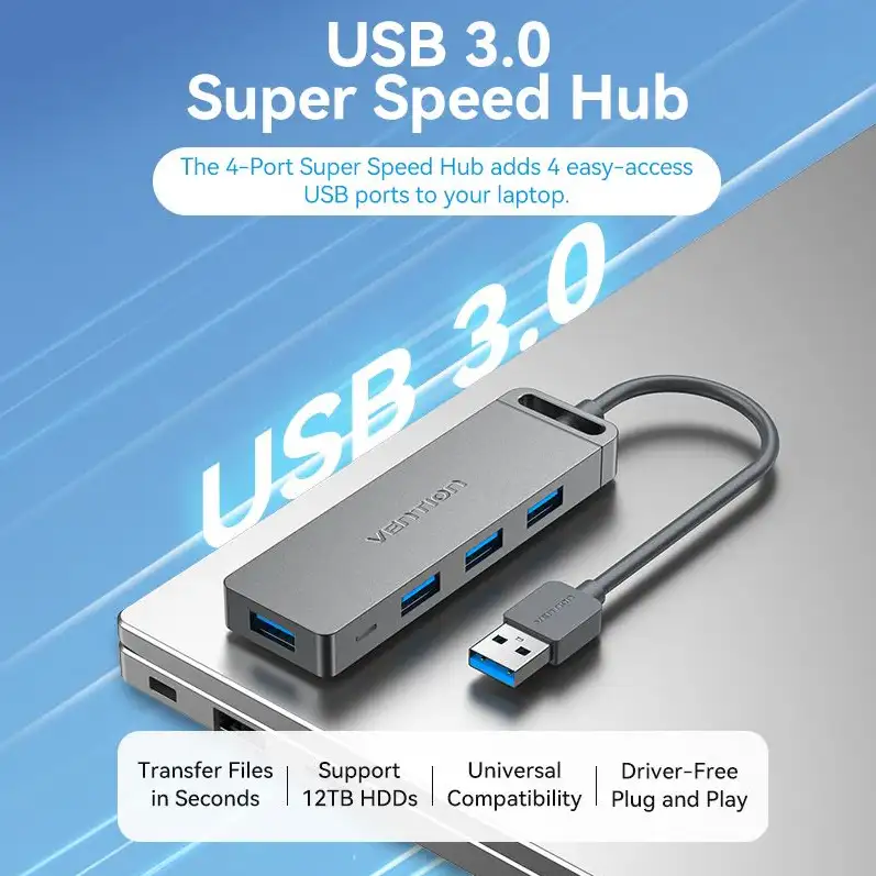 Vention USB HUB 3.0 4 Port with powerr supply 0.5M black