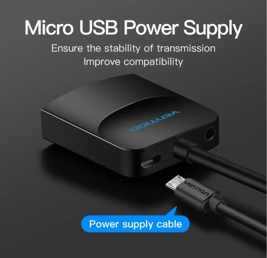 Vention Converter VGA to HDMI 0.15m Female Micro & Audio Port Black ( ACNBB )