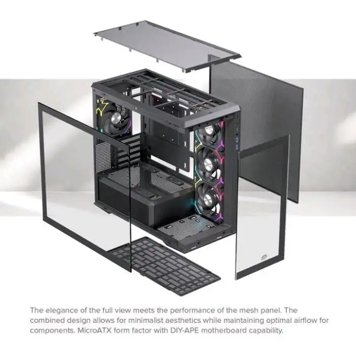 EINAREX Zenith ZM800 White mATX Seaview Premium 4x Fan 12cm ARGB