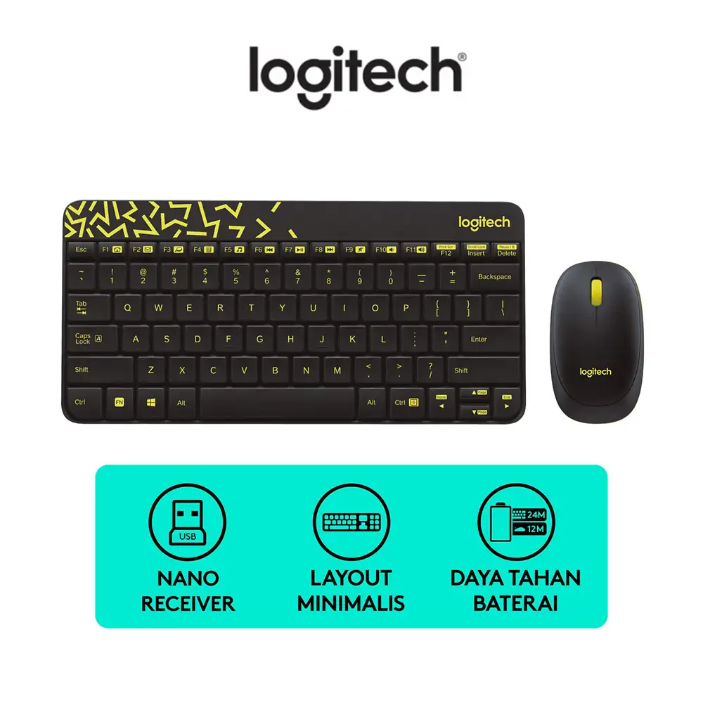 Logitech MK240 Nano Wireless Combo Keyboard Mouse Black
