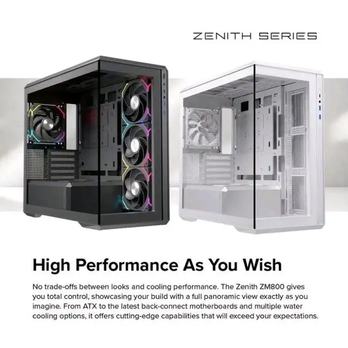 EINAREX Zenith ZM800 White mATX Seaview Premium 4x Fan 12cm ARGB
