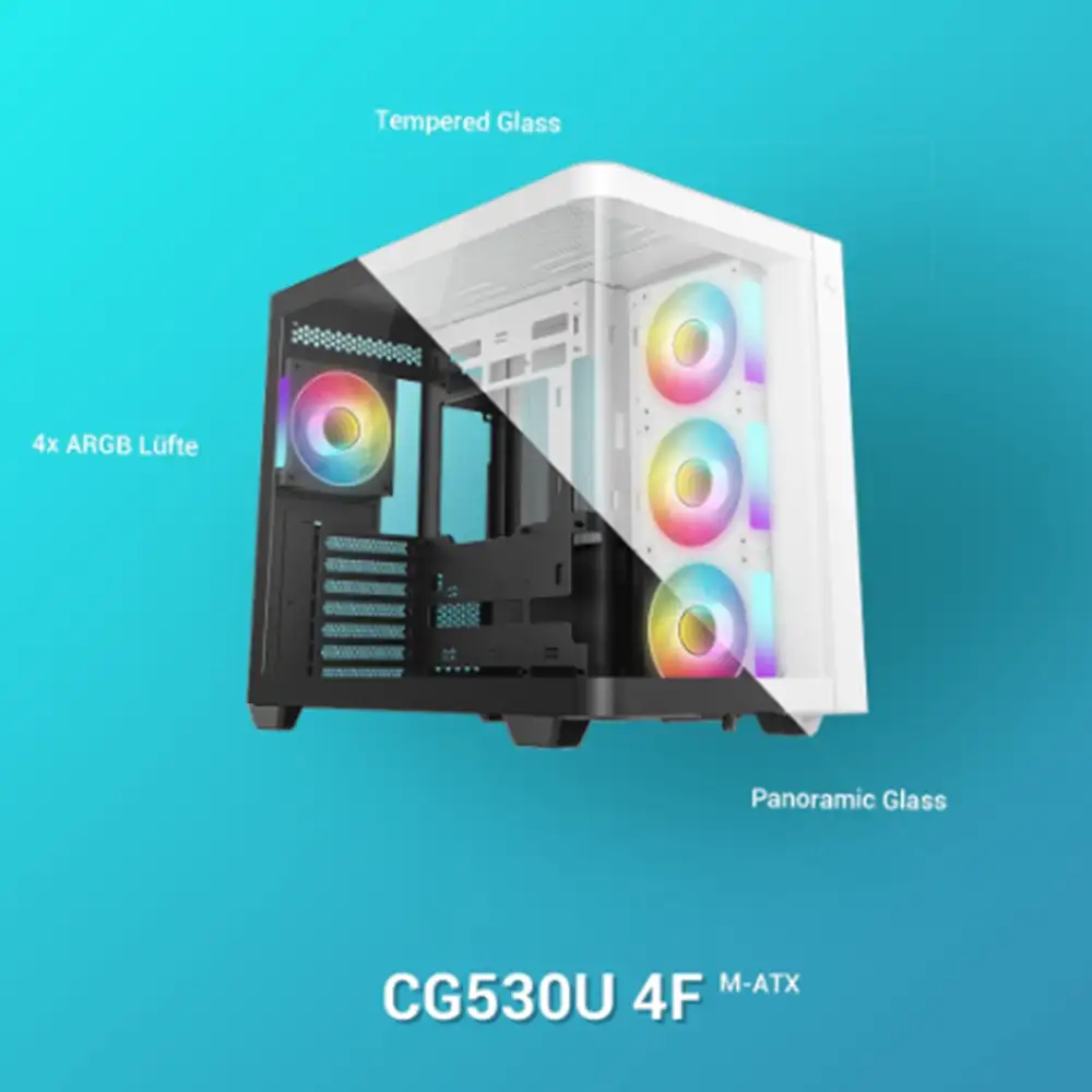 DEEPCOOL CG530U 4F Curve ATX BTF 4 Fan aRGB white