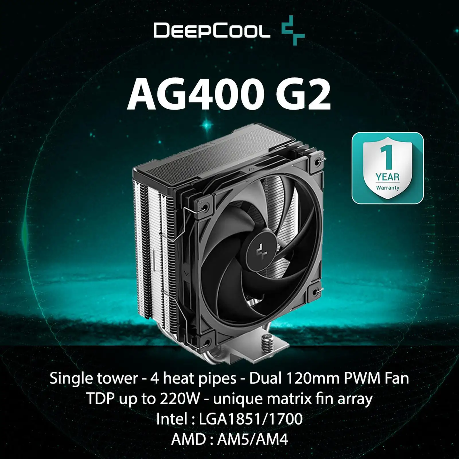 DEEPCOOL AG400 G2 Single Fan 1x 12cm