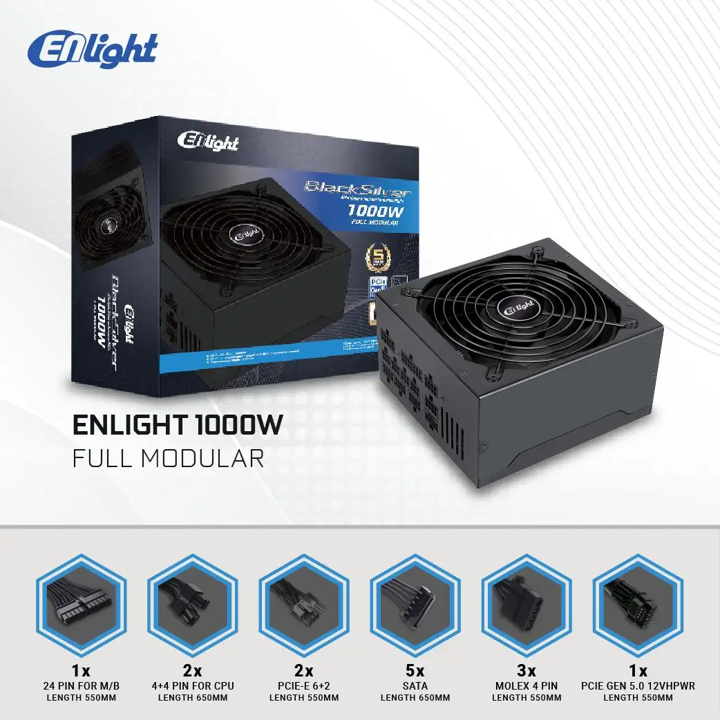 Enlight 1000W BlackSilver 80+ Gold Full Modular PCIE GEN5.0