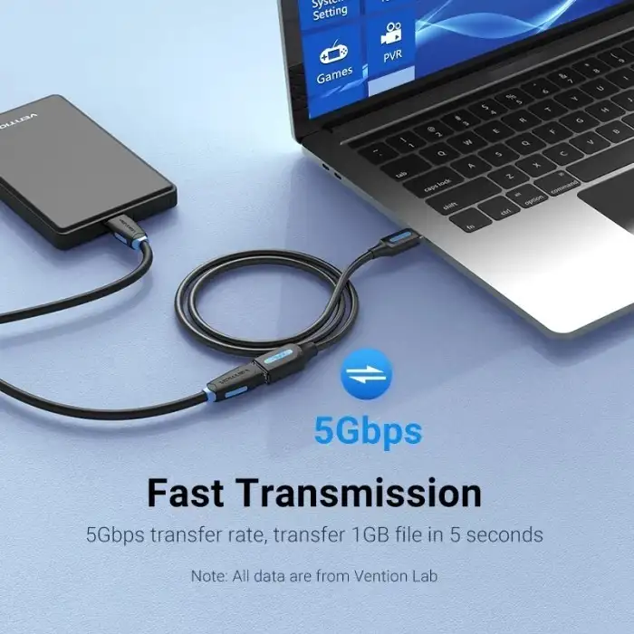 Vention Kabel USB 3.0 A Male to A Female Extension Cable 2m black CBHBH
