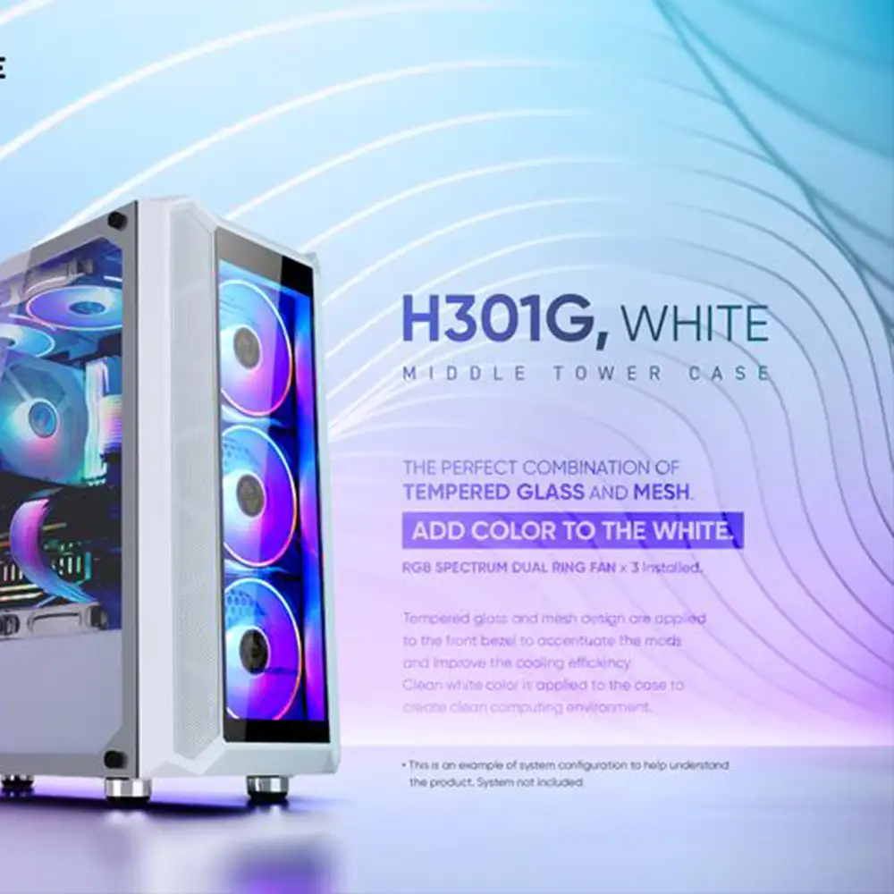 AbkoNcore HELIOS H301G White + 3 Fan RGB