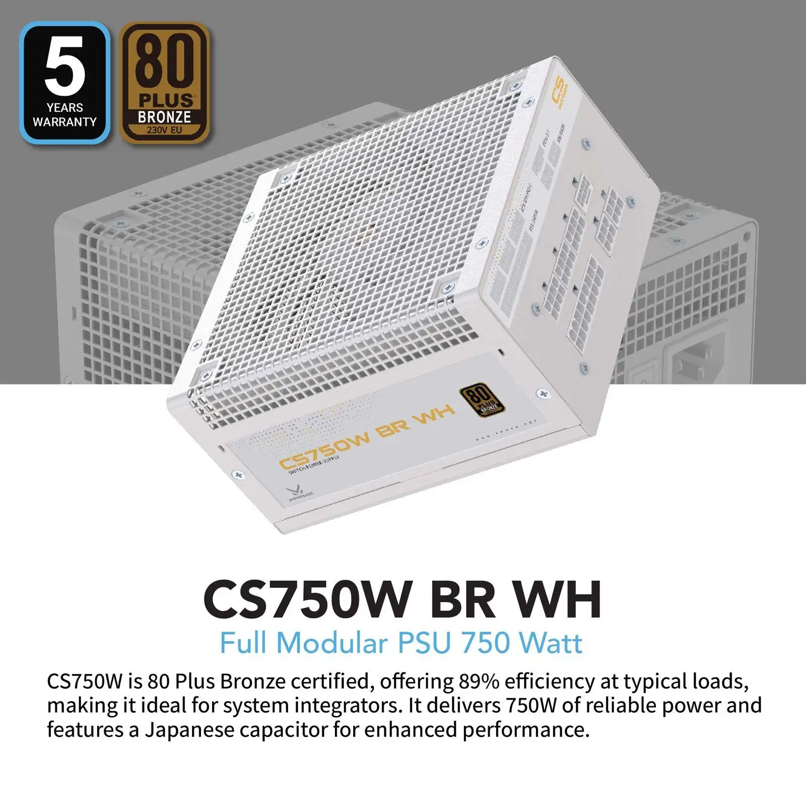 FPMAX CS 750W BR White 80+ Bronze Full Modular PCIE 5.1 Japan caps