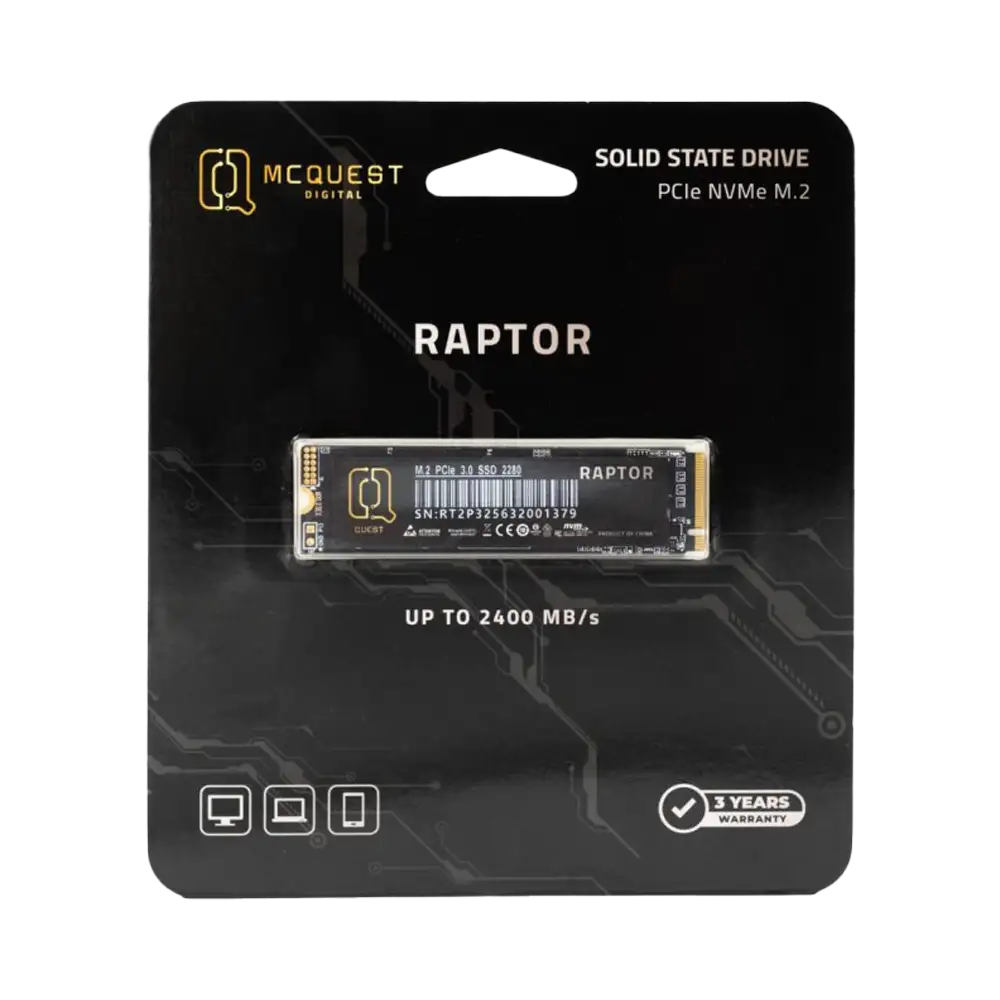 MCQUEST DIGITAL RAPTOR 256GB NVME Gen3 upto 2.400mbps