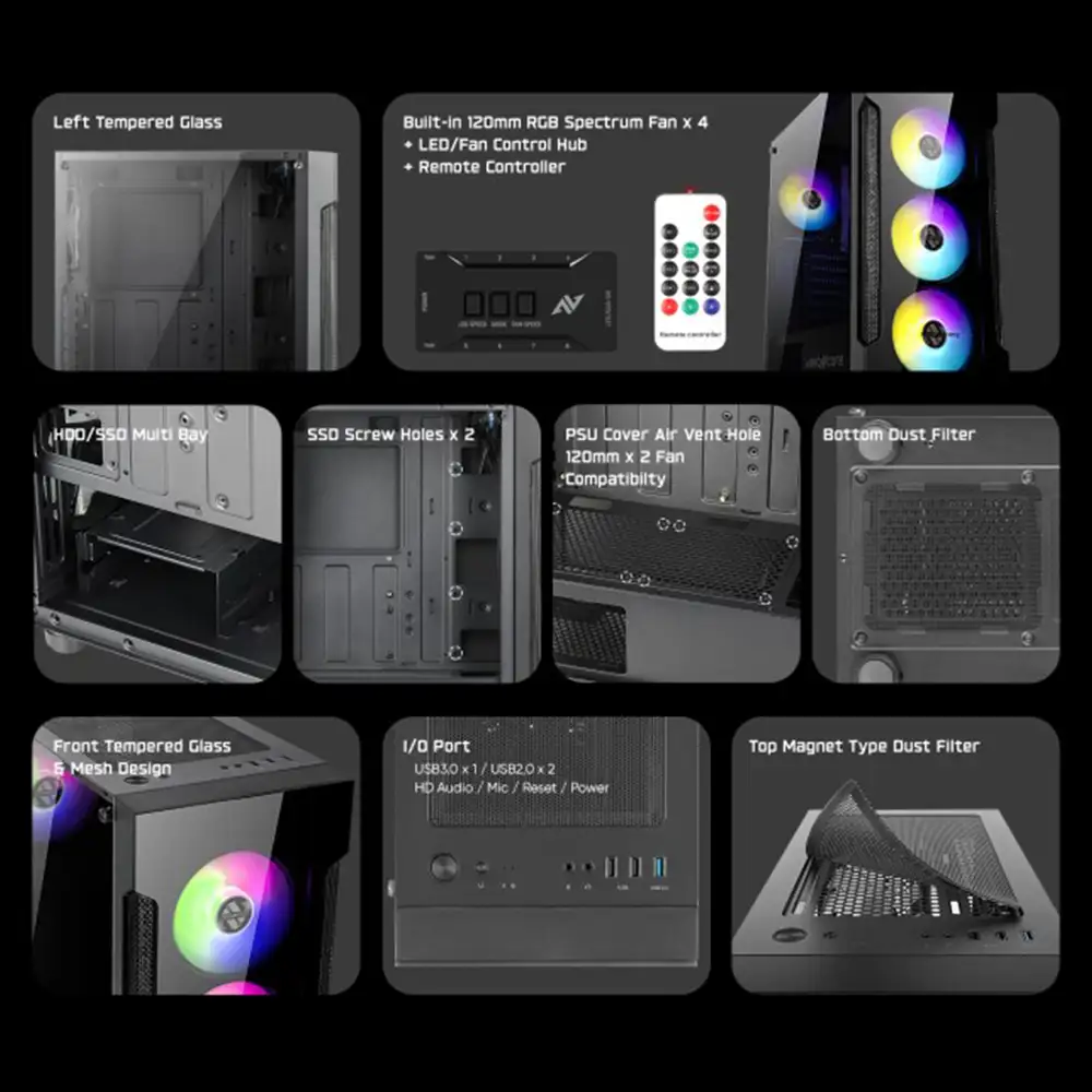 AbkoNcore T250 V2 + 4 Fan Spectrum RGB + Remote + Controller