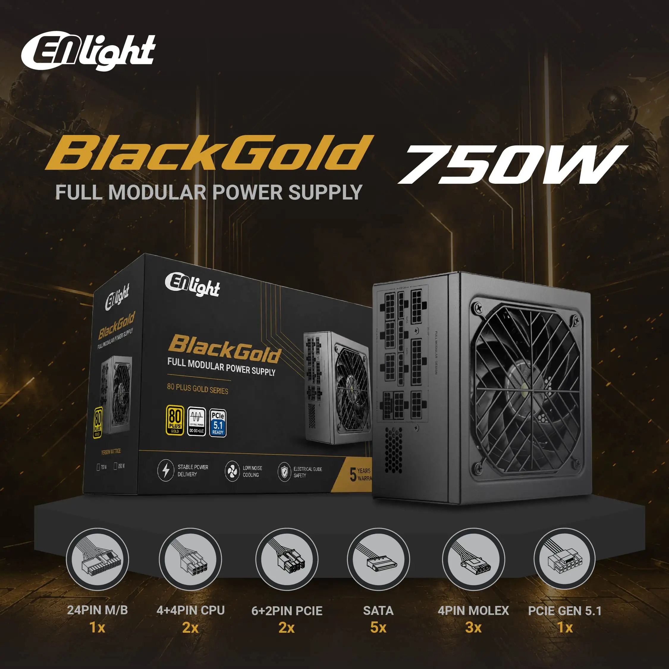 ENLIGHT EN-750G 750W 80+ Gold Full Modular PCIE Gen5