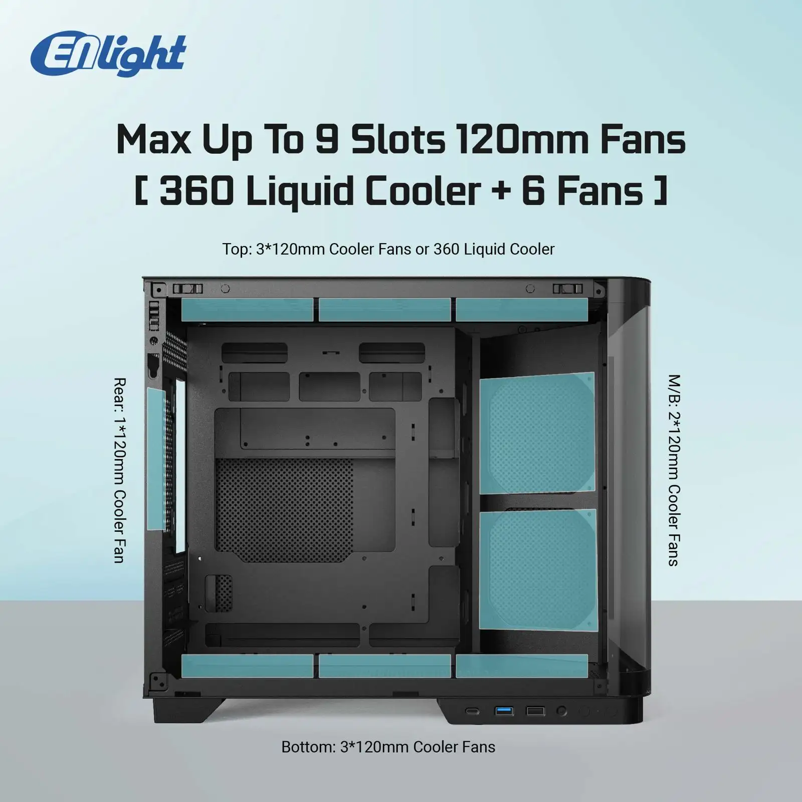 ENLIGHT Z11S LCD Display + 3 Fan Avalone X mATX Curve Temper - Black