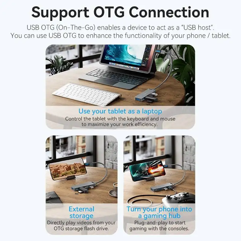 Vention USB HUB 3.0 4 Port with powerr supply 0.5M black