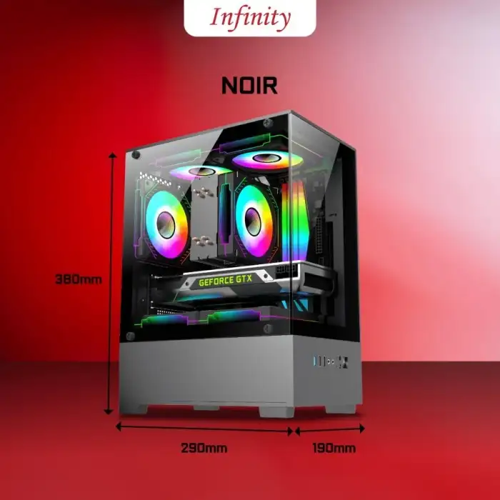 INFINITY NOIR White + 3 Fan mATX Seaview Case