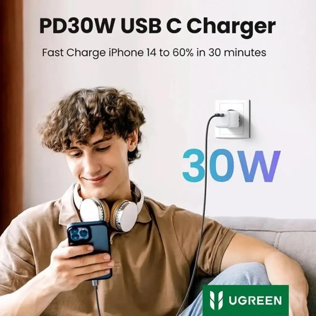 UGREEN CHARGER N SERIES GAN 30W BLACK ( 65007 )