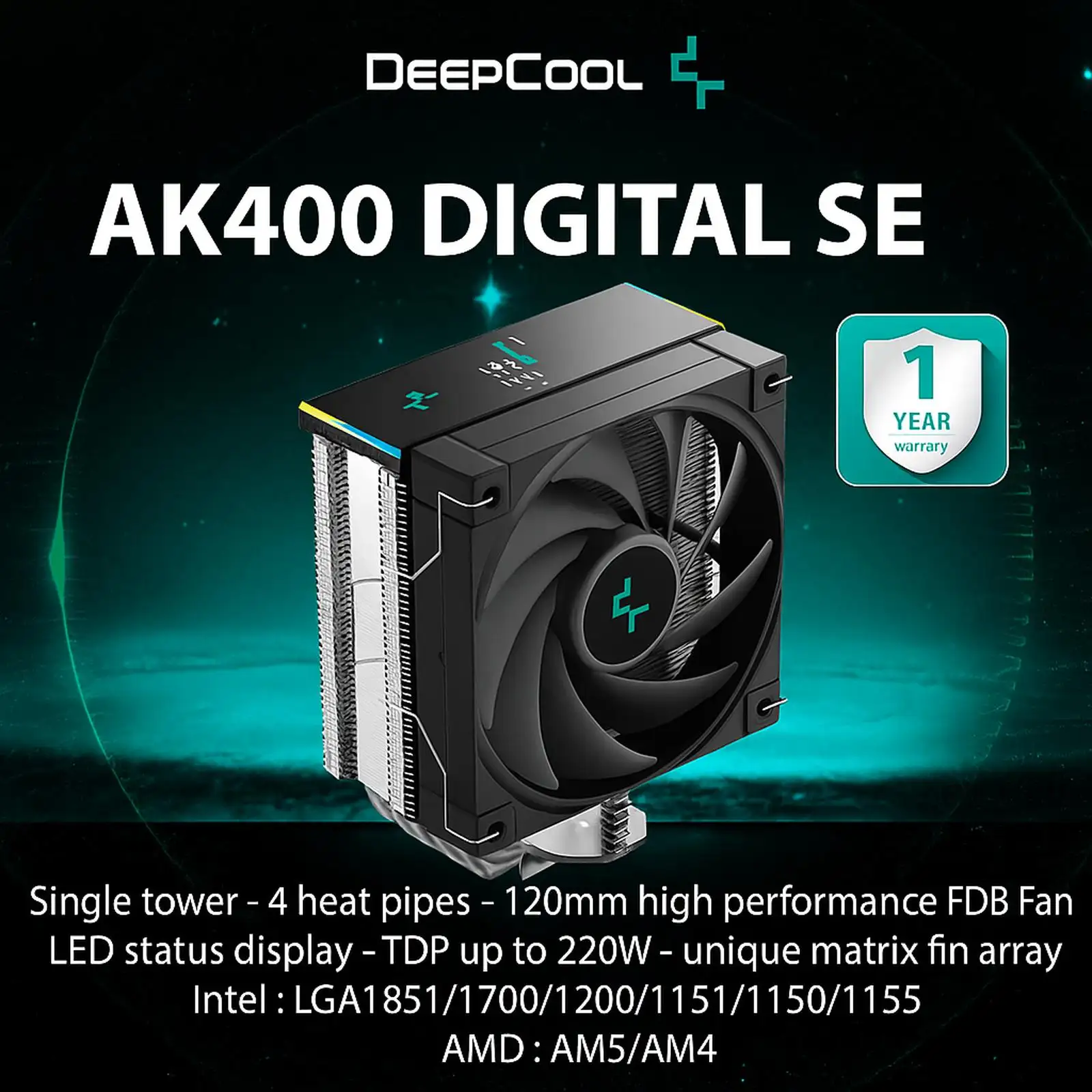 DEEPCOOL AK400 BLACK 12CM W/LGA1700