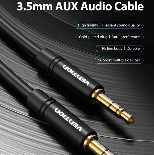 Vention Cable Audio 3.5mm Male to Male 1.5m Black Metal ( BAKBG )
