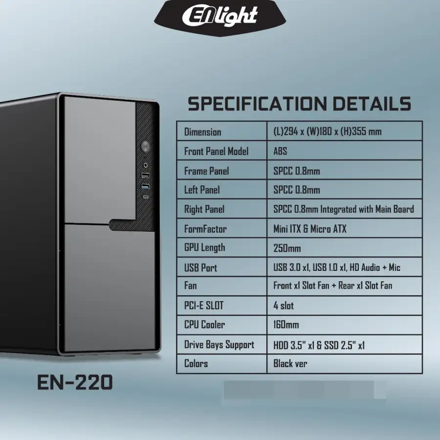 ENLIGHT EN-220 + 300W Mid Slim mATX USB3.0