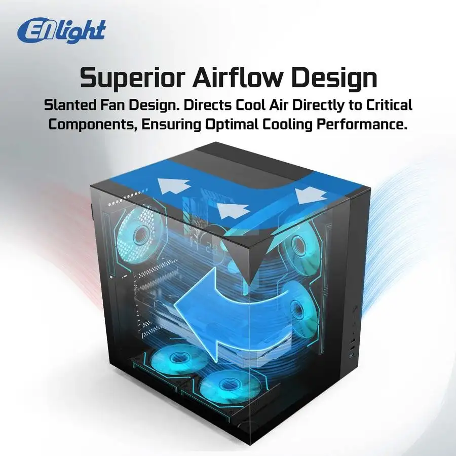 ENLIGHT Z10 BLACK + 3 Fan ATX 3 Side Temper Glass