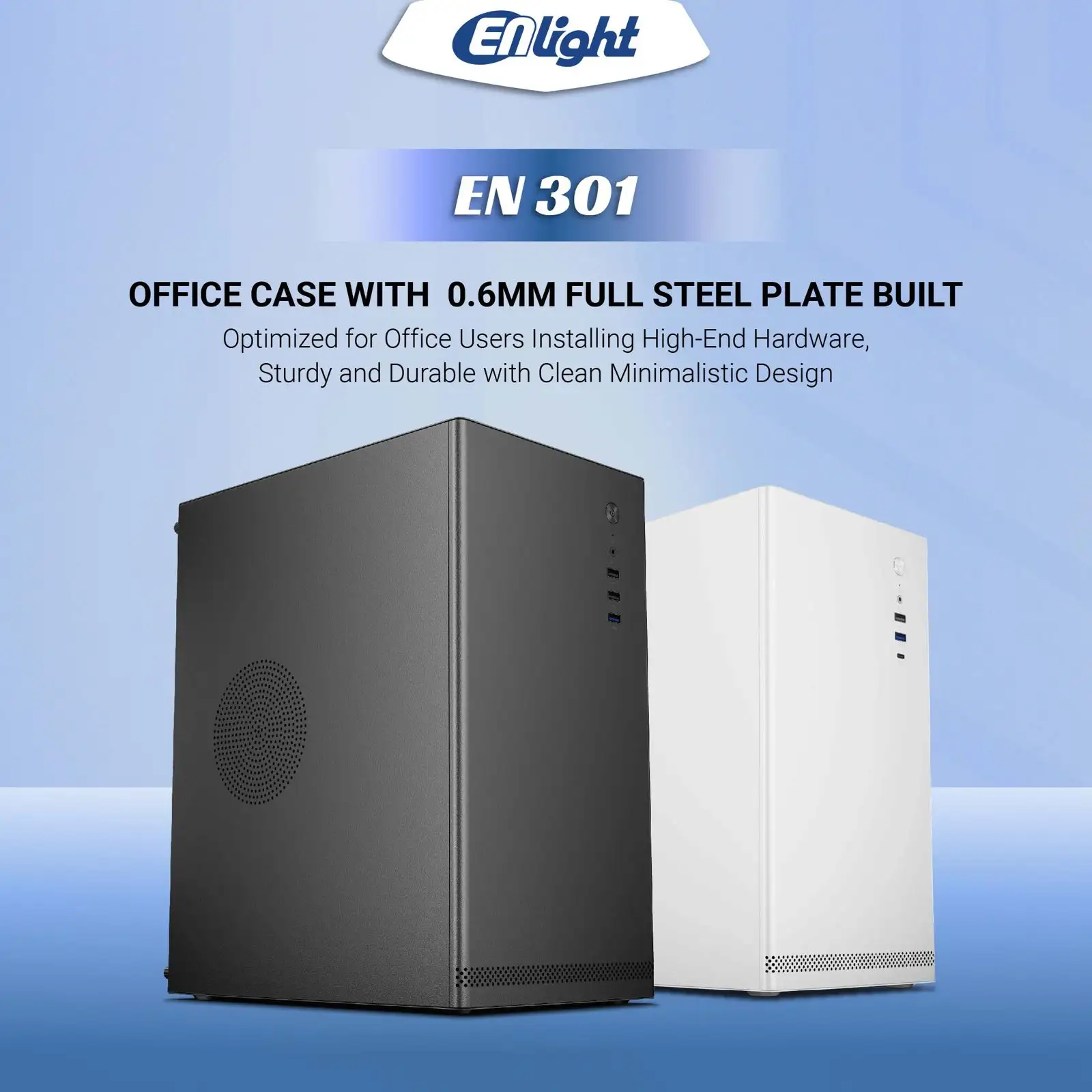 ENLIGHT EN-301 + 300W White Mid Slim mATX USB3.0