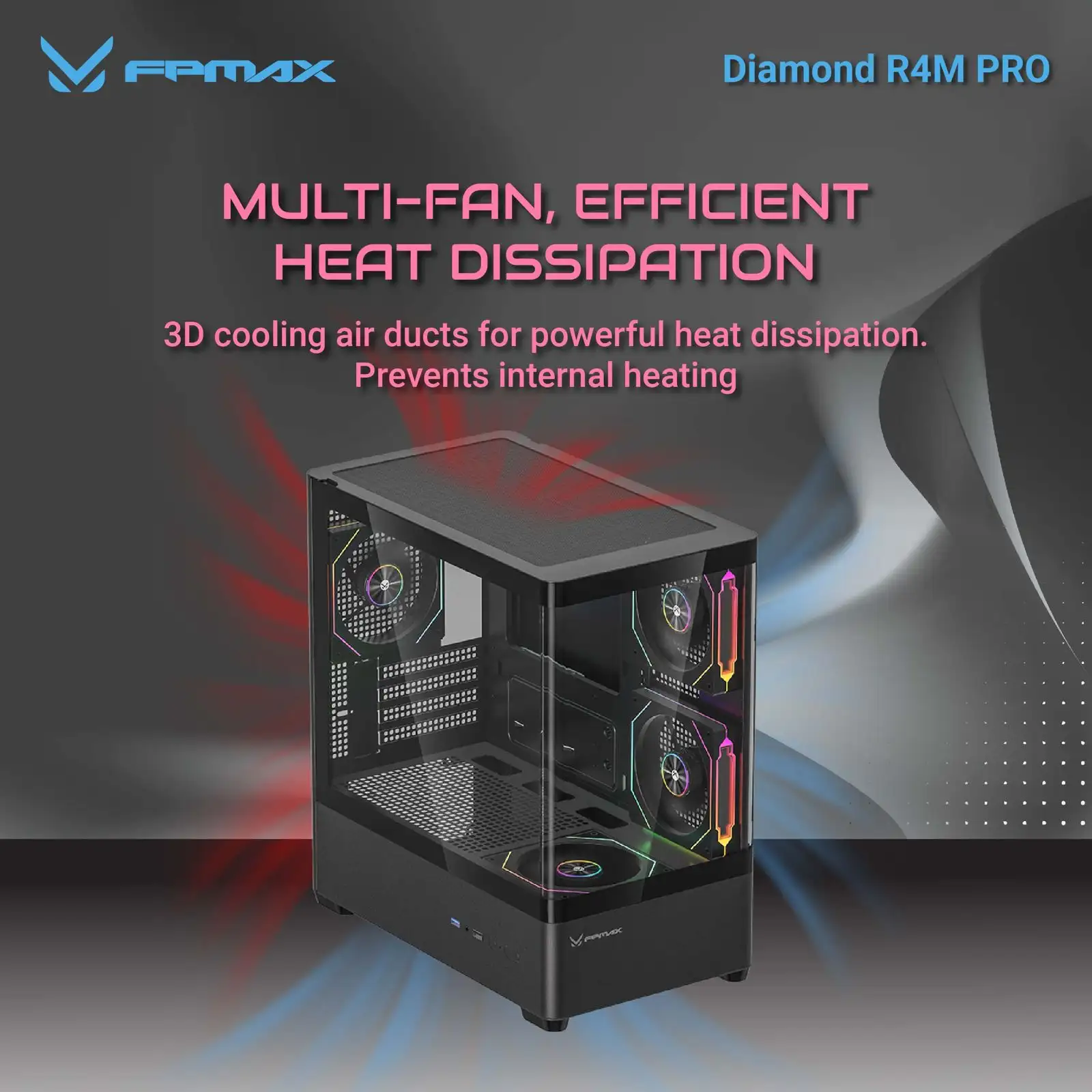 FPMAX Diamond R4M PRO NOVA White + 3 Fan ARGB mATX