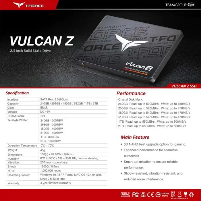 TEAM T-FORCE VULCAN Z 1TB