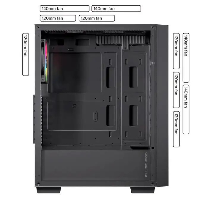 EINAREX Pulse P100 Core Black ATX + 1x Fan ARGB