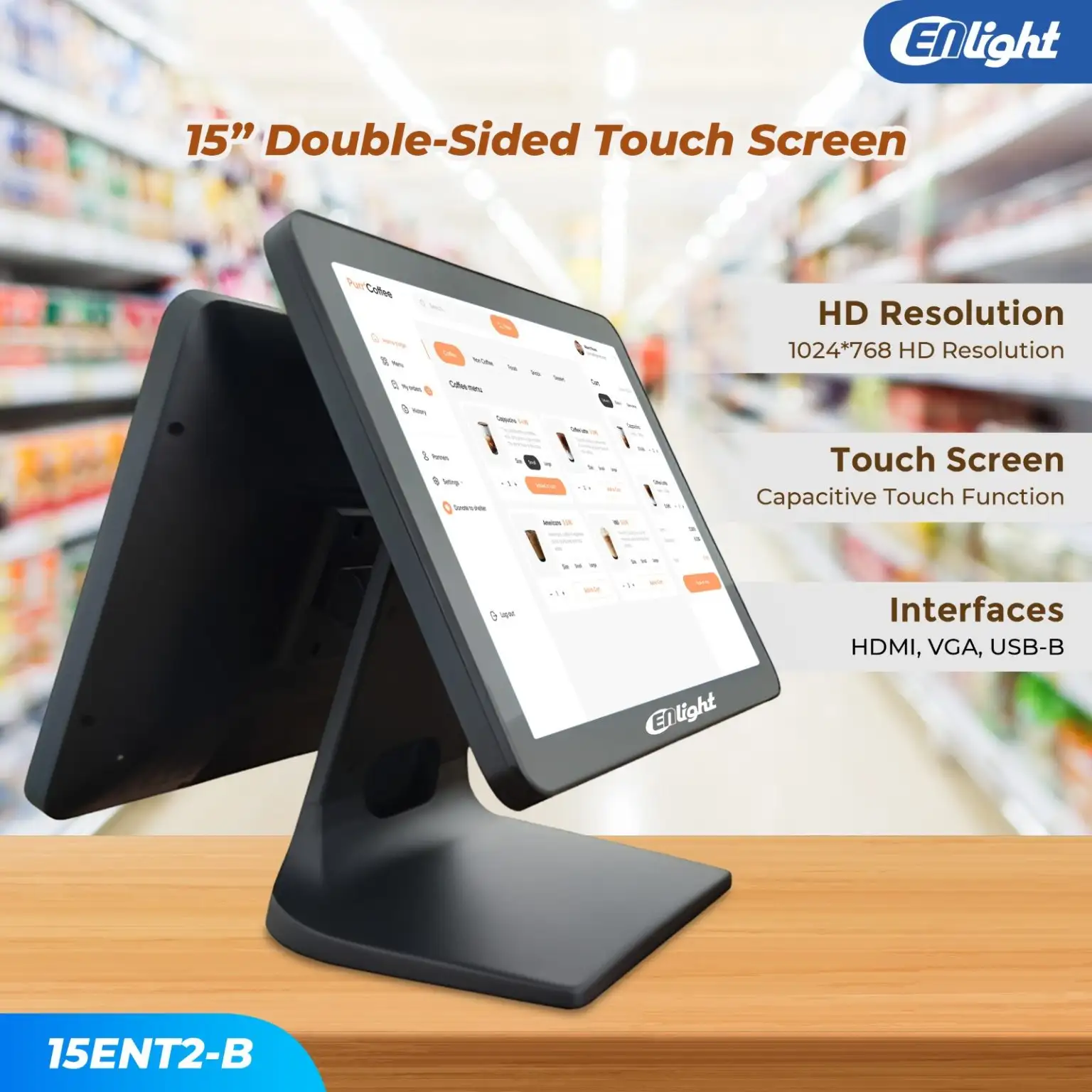 LED ENLIGHT 15ENT2-B - 15" Dual Touch Screen