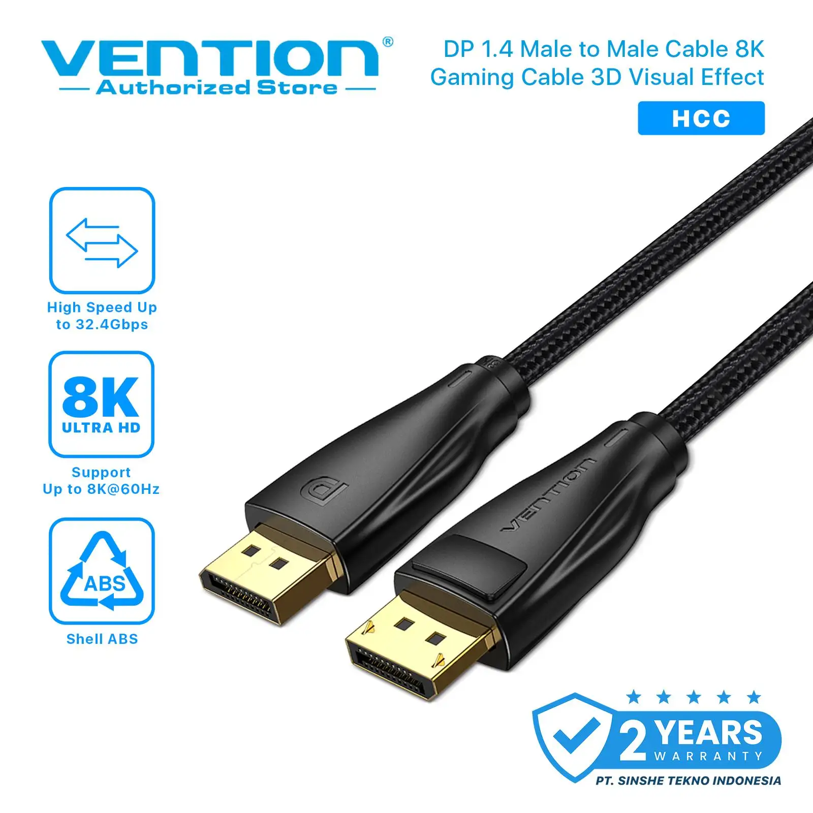 VENTION KABEL DISPLAY PORT 1.4 8K BRAIDED 1.5M (HCCBG)