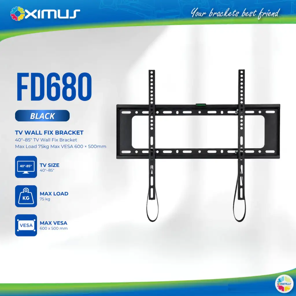 OXIMUS FD680 Wallmount 40" - 85" 75kg Fix TV Wall Bracket